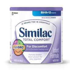 Similac Total Comfort Partially hydrolyzed protein infant formula with iron A 19 Cal/fl oz, nutritionally complete infant formula for discomfort due to persistent feeding issues Similac Total Comfort