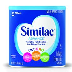 Similac Advance 20 Infant Formula with Iron A 20 Cal/fl oz, nutritionally complete, milk-based, iron-fortified infant formula for use as a supplement or alternative to breastfeeding.