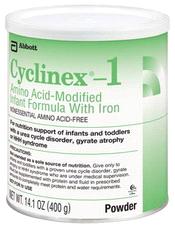 Cyclinex -1 Amino Acid-Modified Infant Formula With Iron Nutrition support of infants and toddlers with a urea cycle disorder, gyrate atrophy or HHH syndrome. Nonessential amino acid-free.