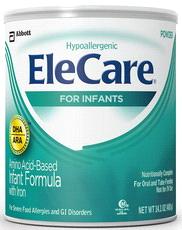 EleCare (for Infants) Nutritionally Complete Amino Acid-Based Infant Formula with Iron A 20 Cal/fl oz, nutritionally complete amino acid-based formula for infants who cannot tolerate intact or