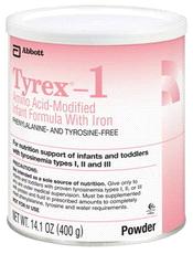 Tyrex -1 Amino Acid-Modified Infant Formula With Iron Nutrition support of infants and toddlers with tyrosinemia types I, II or III. Phenylalanine- and tyrosine-free. Use under medical supervision.