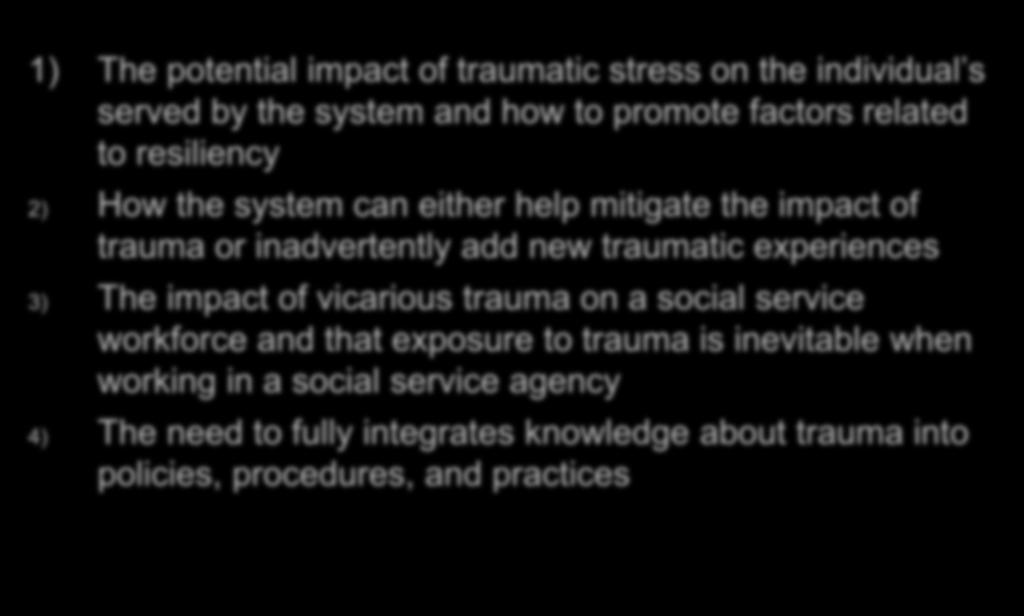 The impact of vicarious trauma on a social service workforce and that exposure to trauma is inevitable when working in a social service agency