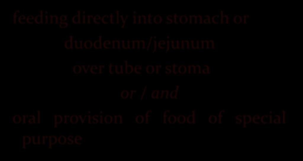 over tube or stoma or / and oral