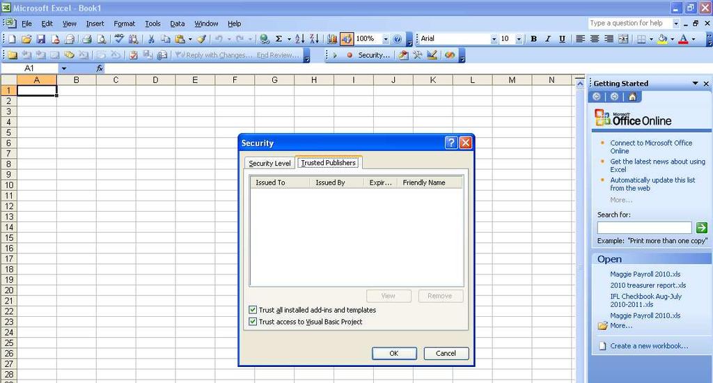 5 Add-Ins From the Excel Menu select : TOOLS