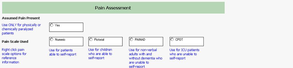 Tools for Measuring Pain and Associated Symptoms Documenting your pain assessment In Ad Hoc The CPOT is used in the