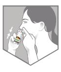 Wipe spray nozzle with clean tissue and replace cap. What if I feel stinging in my nose, or I sneeze?