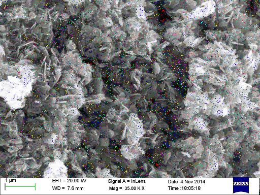 Figure: 2.2 Fig 2.1: SEM images of sample at different magnifications obtained using solvent NaOH Fig 2.2: SEM images of the sample at different magnifications obtained using solvent KOH. 3.