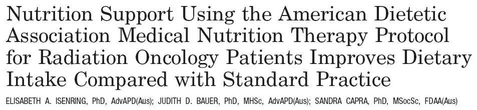 J Am Diet Assoc 2007 In patients with GI tract cancer submitted to RT, individualised counselling vs standard practice,
