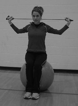 It is now widely used in many different facets of exercise prescription. Lat Pull Down (Band) Sitting on ball, hold band between hands and raise over head.