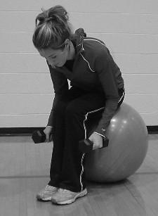 Reverse Fly Table of Contents Sit on ball, with dumbbells in hand. Keep back flat, lean forward at waist.