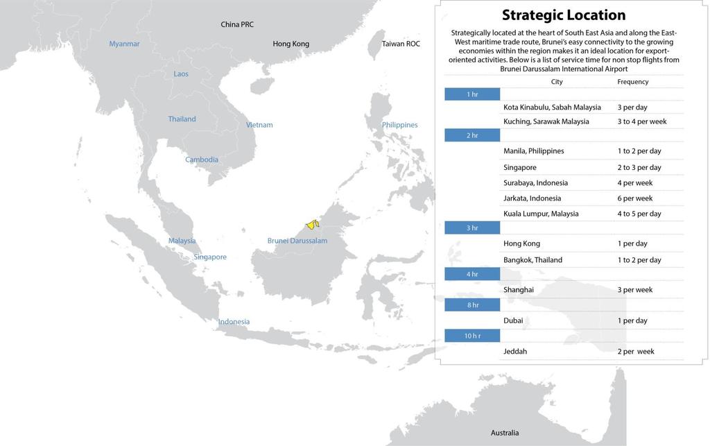 Strategic Location of Brunei Darussalam There are air