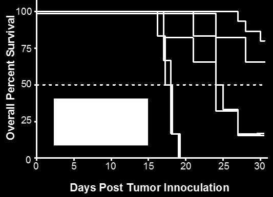 generates ~50% complete tumor rejection