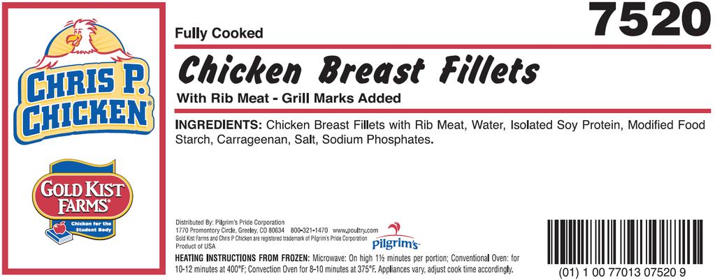 8w x 9.5H Pallet:10Tx8H Cases/Pallet:80 Shelf Life 365 days Fully cooked Skinless and Boneless Breast Filet. Whole Muscle Chicken Breast Filet.