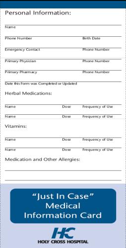 Case Medical Information Card