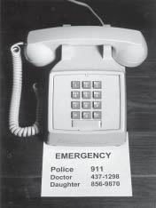 Other Safety Tips Keep emergency numbers in large print near each phone.