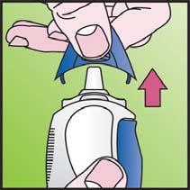 Figure 1 Figure 2 Figure 3 1. With the cap on, shake the device well (Figure 1). This is important to make the medicine a liquid that will spray. 2. Take the cap off by squeezing the finger grips and pulling it straight off (Figure 2).
