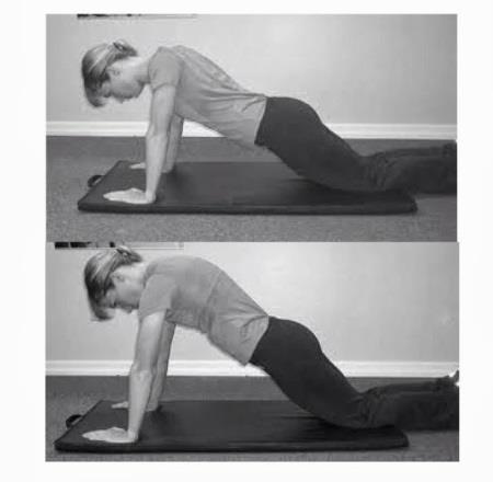PUSH UP PLUS Do a regular push up, at the top position, emphasize pushing away from the