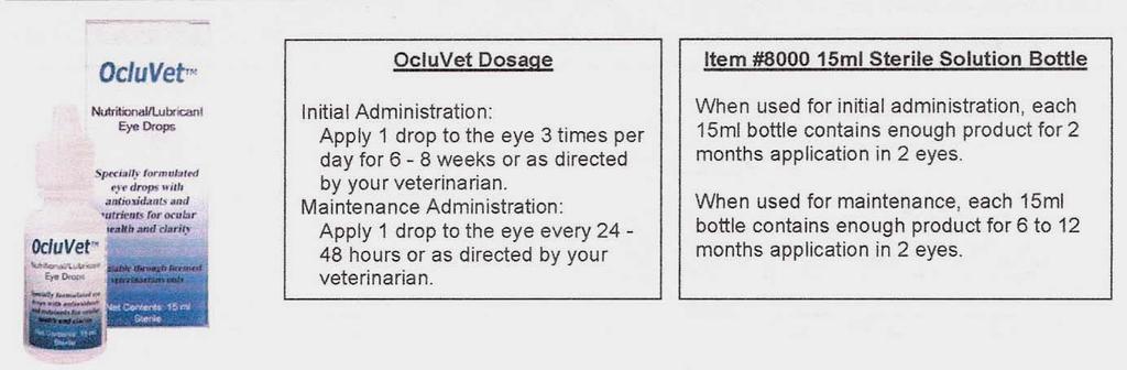 OcluVet (N-Acetyl-L-Carnosine or NAC) Nutritional / lubricant eye drop therefore not subject to FDA approval.