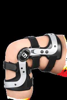 This brace creates a load across the joint when the knee is straight and reduces the load when the knee is flexed.