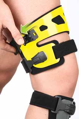 of the knee and creates relief by pulling the straps to open the joint space