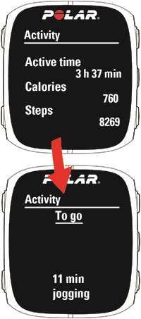 Calories: Shows how many calories you've burned through training, activity and BMR (Basal metabolic rate: the minimum metabolic activity required to maintain life). Steps: Steps you've taken so far.