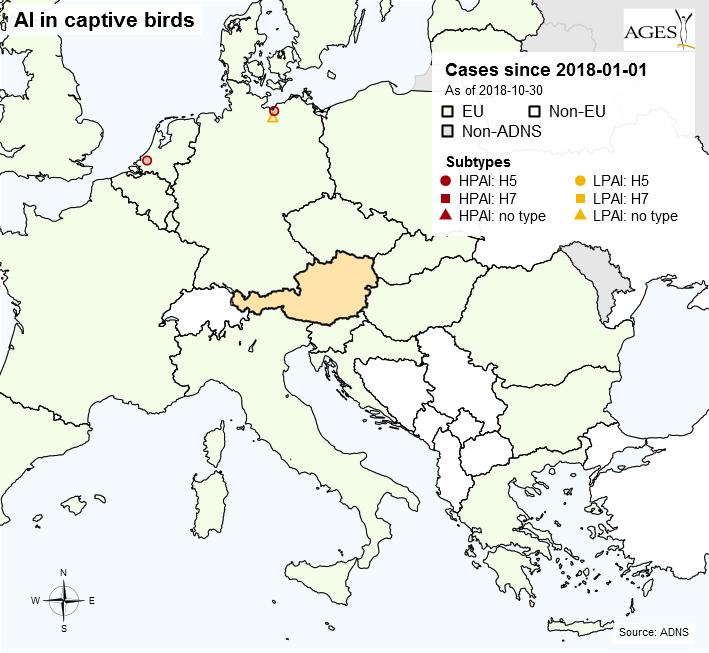 Current status of spread (captive birds) HPAI and LPAI cases in captive