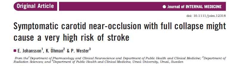 Carotid near occlusions without full collapse has been reported a lower risk of stroke than other severe stenoses.