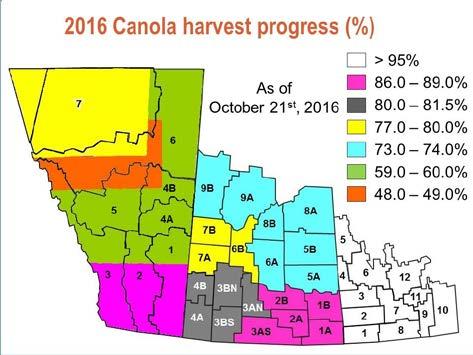 Figure 3 Seeding and harvest progress in Saskatchewan and Alberta for the 2015 and 2016 growing seasons Seeding progress in 2015 and 2016 Harvest progress in 2015 and 2016 Figure 4 Canola harvest