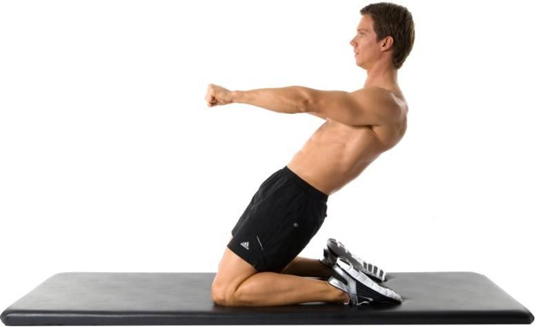 2 sets of 15 reps Note: To make this easier simply place the knees on the ground.