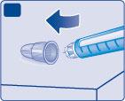 Lead the needle tip into the outer needle cap on a flat surface without touching the needle or the outer cap.