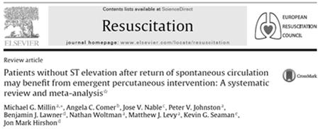 STEMI After ROSC Fibrinolysis or PCI +/- Hypothermia Survival at 6 months was 54% with 46% demonstrating good neurologic function initially comatose patients survived 51% of hospitalizations with