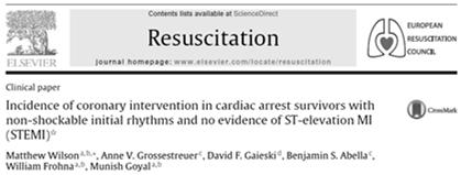 Immediate CCL s/p VF/pVT Arrest Resuscitation 2016;108:54-60 Improves survival by a factor of 3.7 (CI 1.31-10.