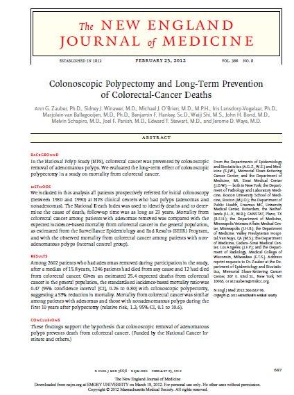 Influence of colonoscopic polypectomy on