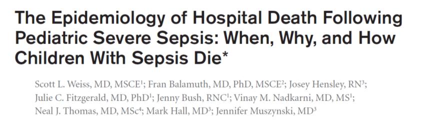 Pediatric mortality after septic shock