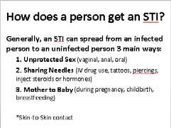 Which leads us to how STIs are spread.