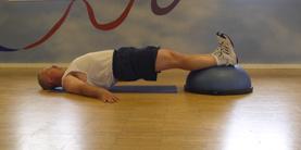 Supine Bosu/ Stability Ball Planks To begin lie down on a mat on your back with your legs on a Bosu