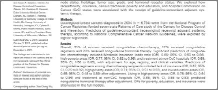 chemotherapy for breast cancer in the community among women under age 70 years To