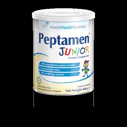 PBS LISTED PEPTAMEN Junior A whey protein peptide based formulation for the dietary management of gastrointestinal impairment. Suitable for children aged 1-10 years. For oral or tube feed use.