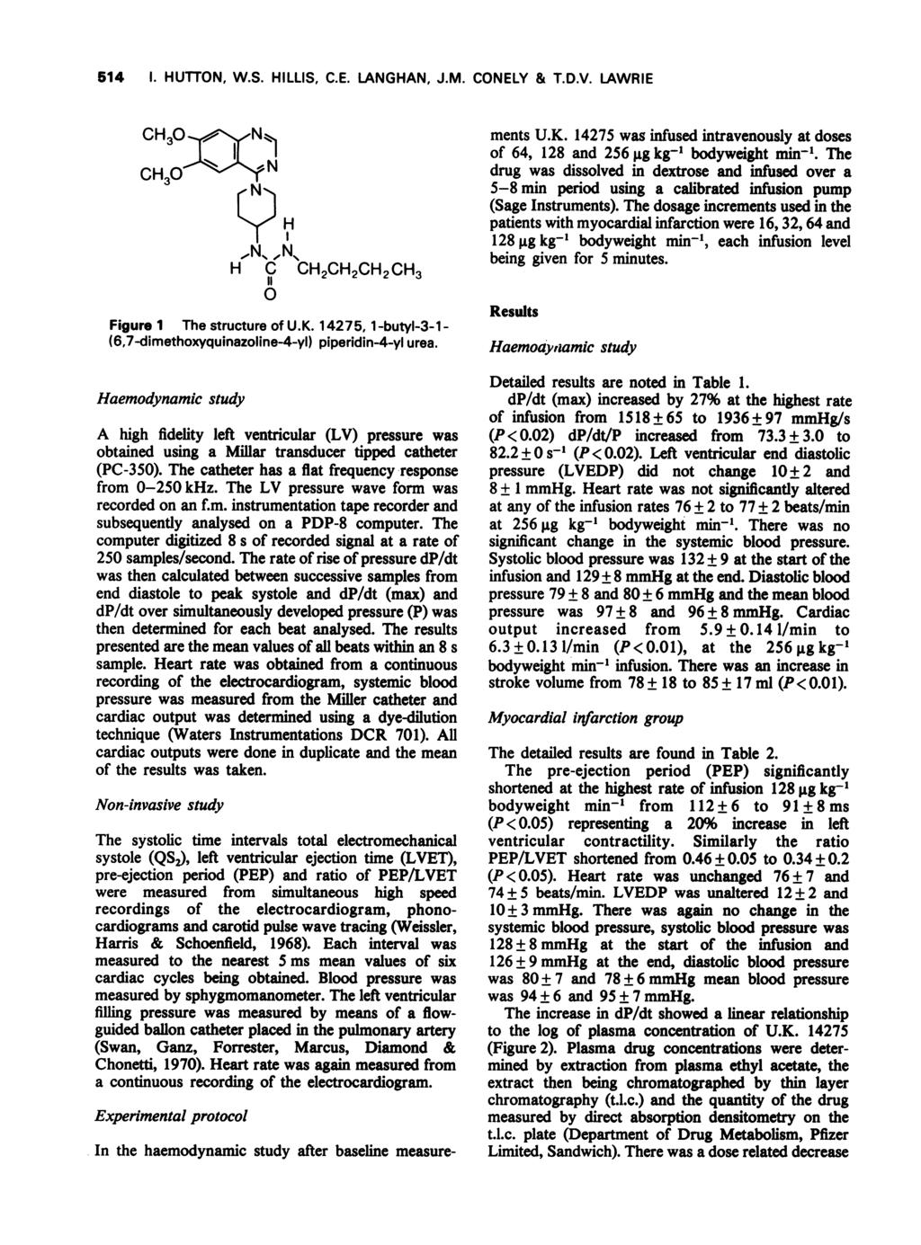 514 1. HUTTO, W.S. HLLS, C.. LGH, J.M. COLY & T.D.V. LWR CH3 CH 3-3 H C CH2CH2CH2 CH3 1 Figure 1 The struture of U.K. 14275, 1 -butyl-3-1 - (6,7-dimethoxyquinazoline-4-y) piperidin-4-yl urea.