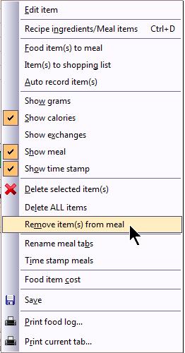 How to Move an Item from One Meal or Snack to Another One day, you may make a mistake and copy a food item to say, the Lunch Tab when you meant to copy it to say, the Breakfast Tab.