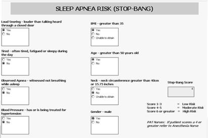 Standards of Care for Patients Diagnosed with Sleep Apnea Pre-Admission Testing Patients educated on importance of CPAP use during hospitalization and/or while receiving opioids Asked to bring in