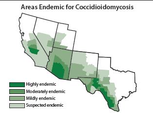 Endemic Areas for Cocci Thrives in areas with hot summers, mild winters, desert climate So