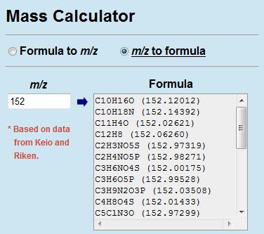 2 2 3 3 [1] Select Formula to m/z [3] Input Formula When a formula is entered, m/z is calculated and displayed.