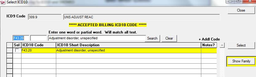 mapping Table Option: Enter your ICD9 code into the search criteria and SEARCH If matches already exist, they