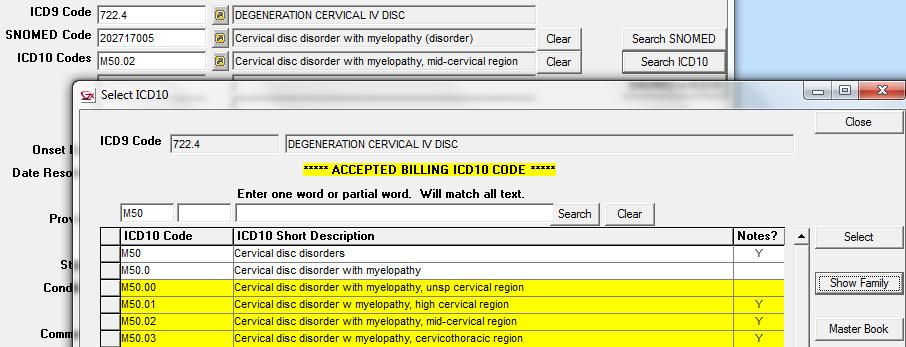 If you have no Mapping Table entries or the Mapped entries do not apply to this problem: Selecting the ICD10 Click on the ICD10 ARROW symbol To post the GEM mapped ICD10.