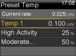 Select Edit to adjust the Type (Percent or Rate), the Percentage or Rate amount, and the Duration for this preset temp basal rate.