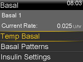 To do this: View your current basal rate Do this: Go to the Basal screen: Home screen > Basal The active basal pattern and current basal rate appear at the top of the