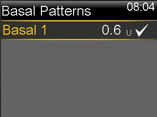 View your basal patterns Go to the Basal Patterns screen: Home screen > Basal > Basal Patterns The Basal Patterns screen shows the basal patterns you have set up, and