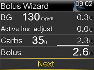 For a correction bolus where no food was eaten, leave the Carbs value at 0. 5. Your calculated bolus appears in the Bolus field.