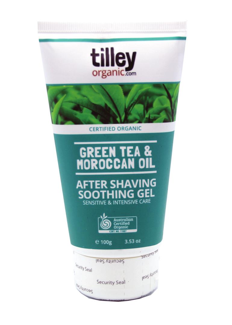 Tilley Organic Personal Care Organic Shave Gel Green Tea & Birch 100g $10.95 RRP Bio active Organic Moisturiser with Certified Organic Rosehip oil and Moroccan Oil.